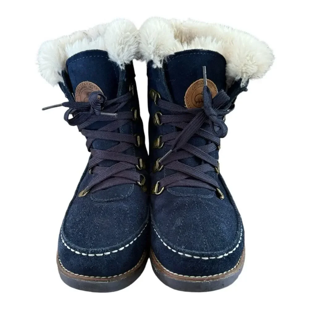 LAMO Girls’ Taylor Suede Fashion Boots Faux Fur Blue Size 5 Winter Warm